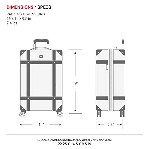 SwissGear 7739 Trunk, Hardside Spinner Luggage, Carry-On - White