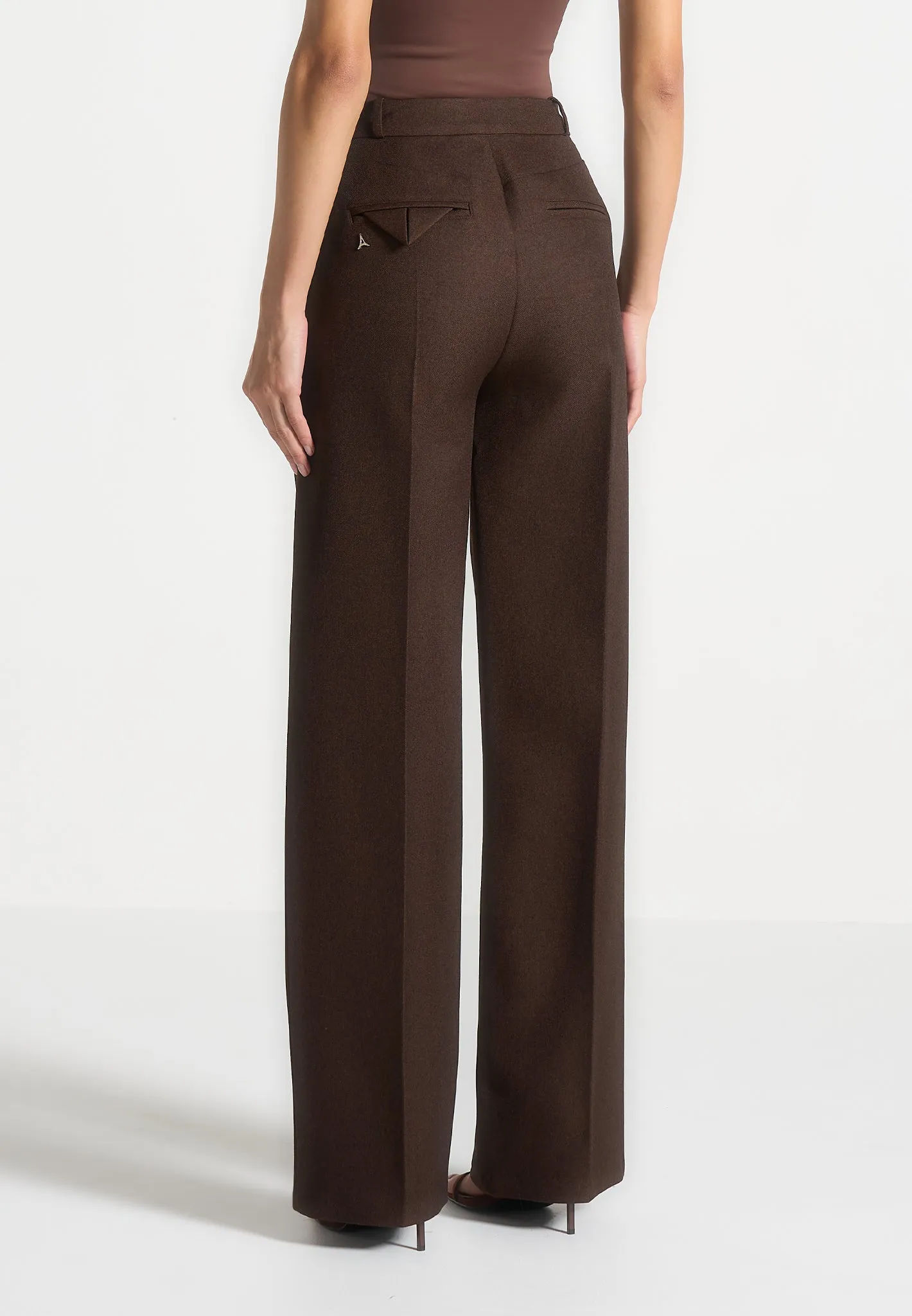 Tailored Twin Pleat Trousers - Brown