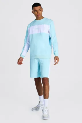 Tall Man Colour Block Short Tracksuit | boohooMAN UK