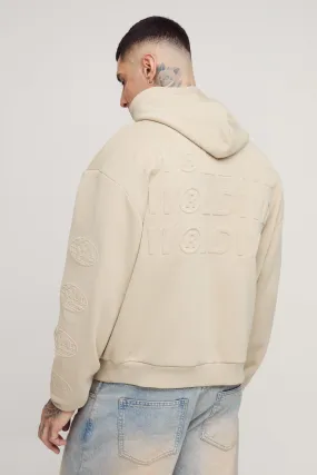 Tall Oversized Boxy  WRLDWD Embossed Sleeve Hoodie