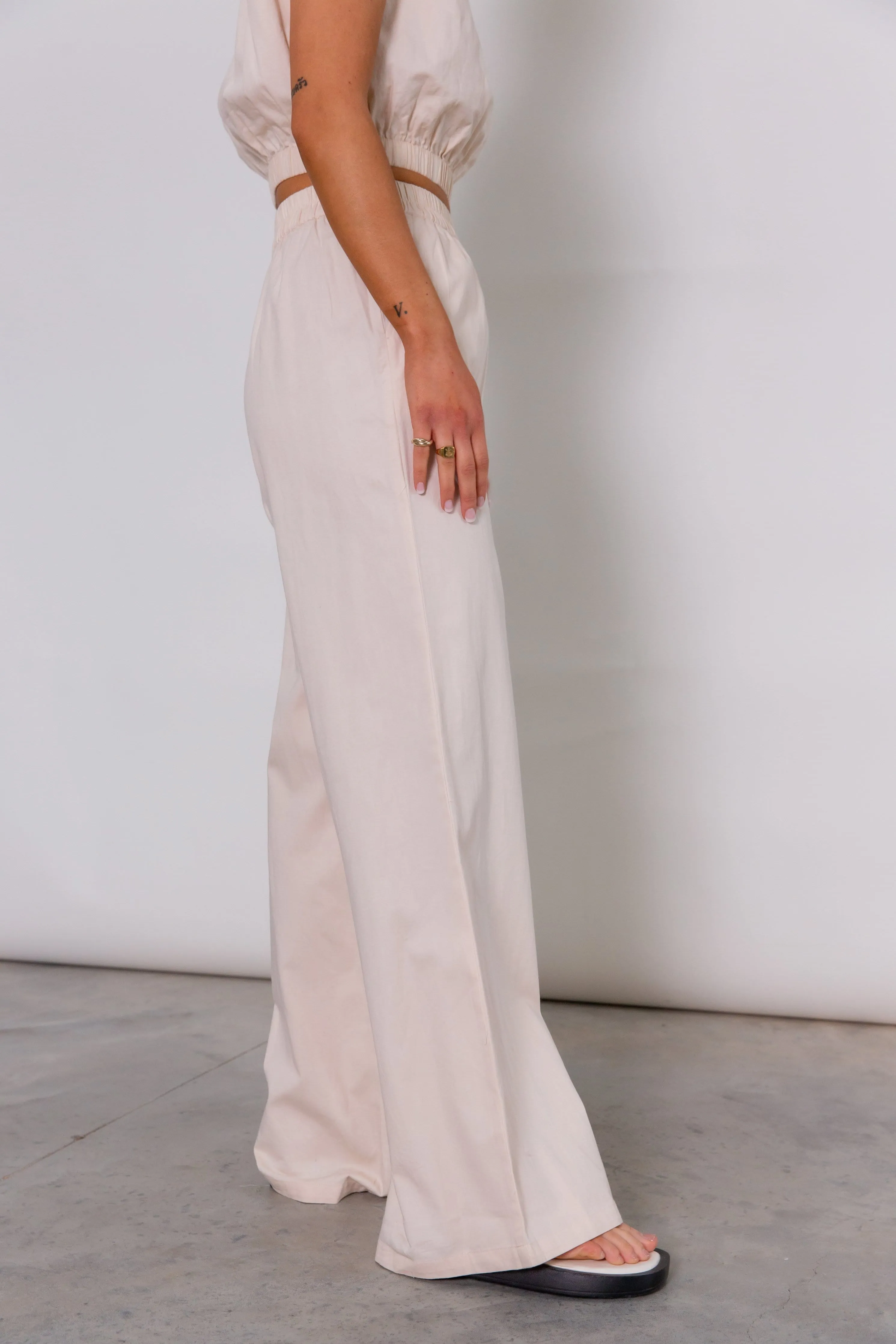 Tatum Wide Leg Trousers - Beige