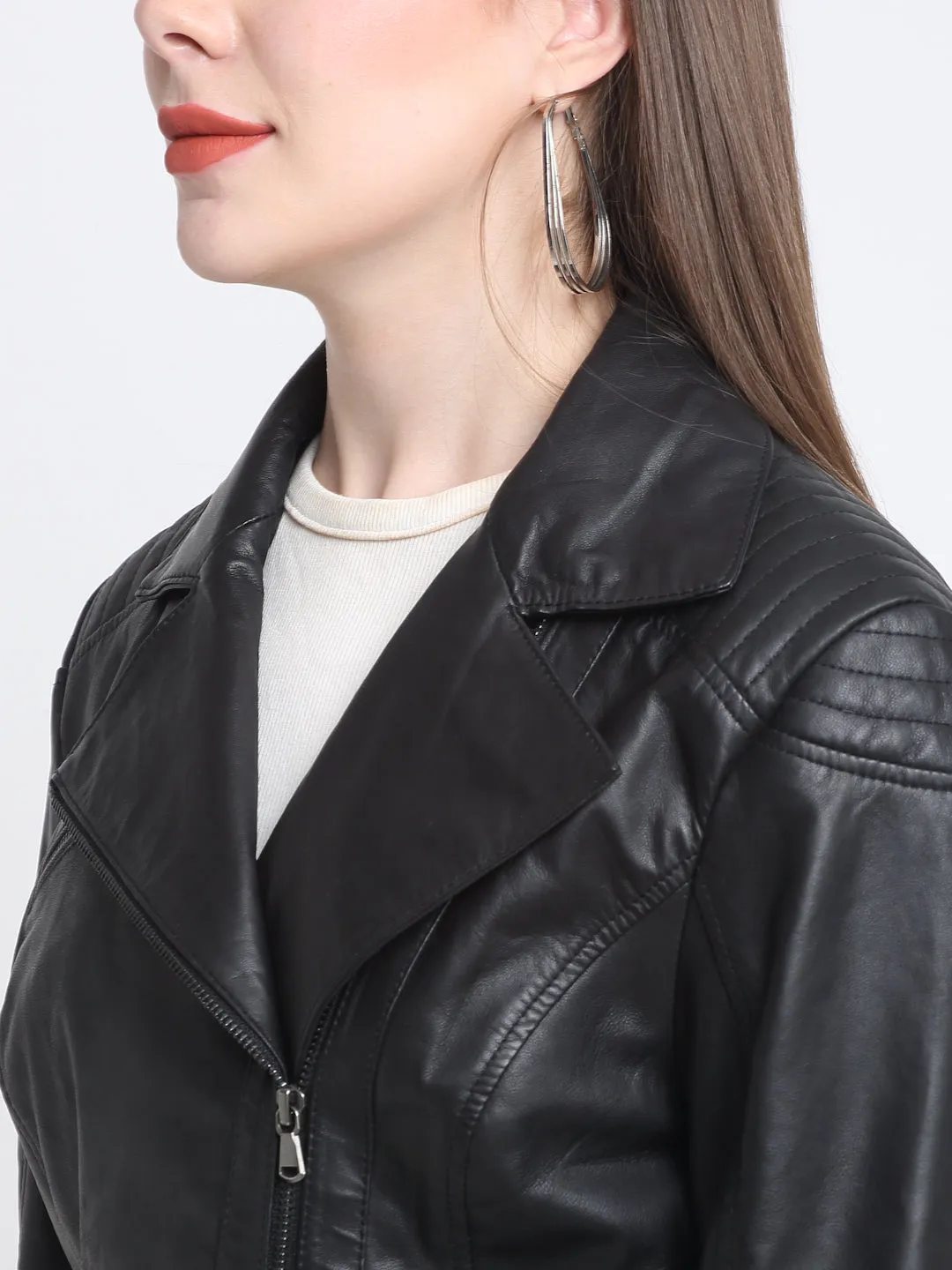Teakwood Genuine Leathers Women`s Black Jacket