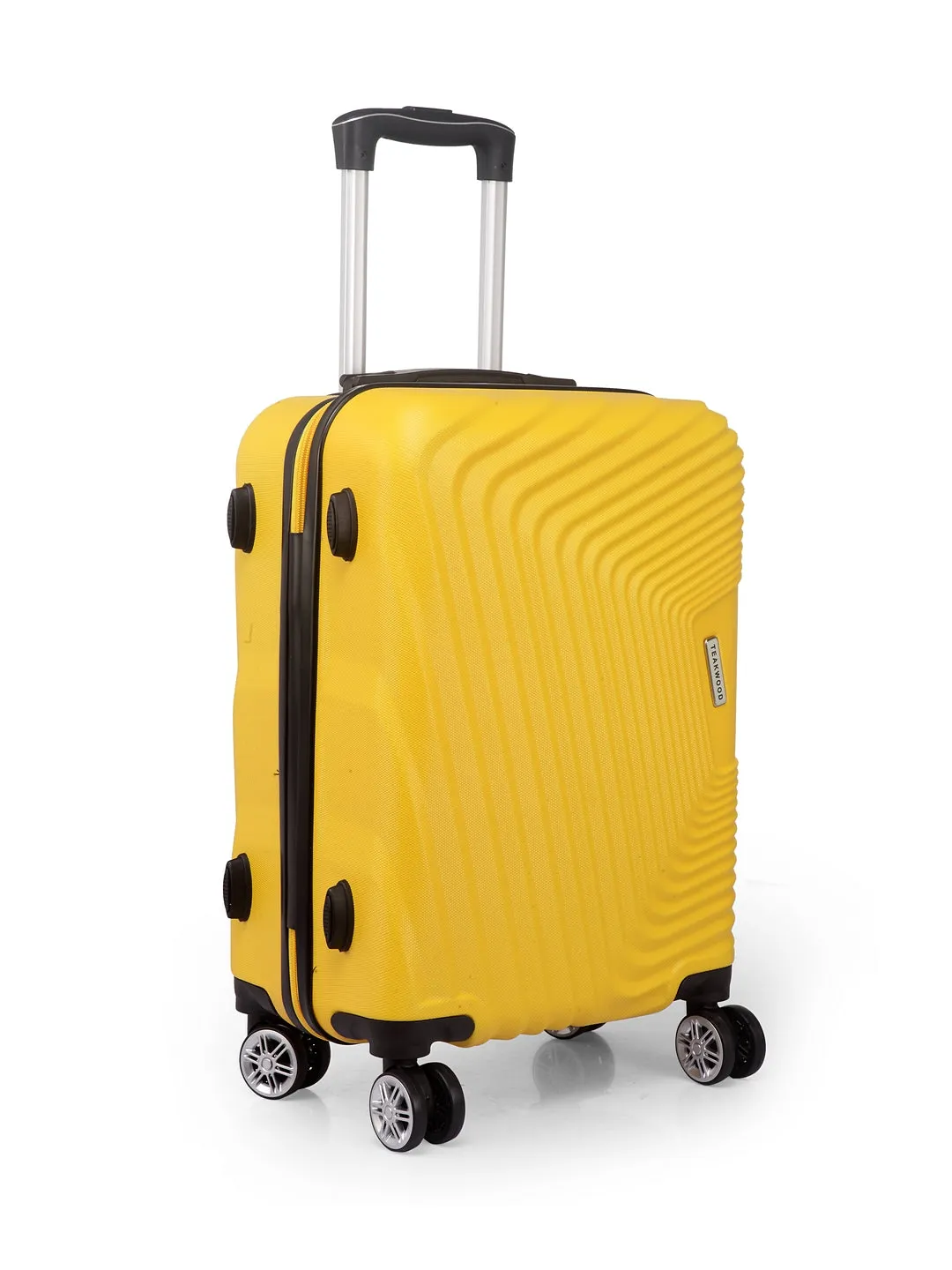 Teakwood Leathers Yellow Textured Hard-Sided Small Trolley Suitcase