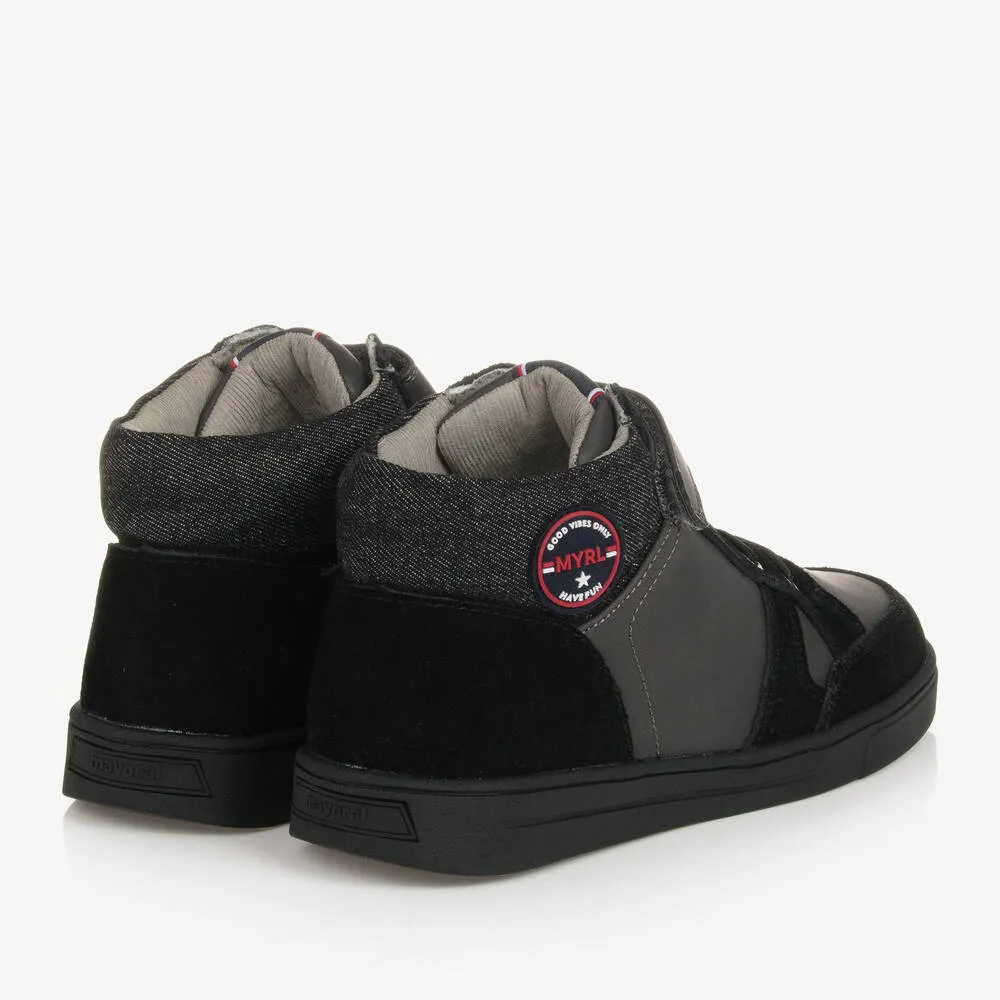 Teen Boys Black High-Top Trainers