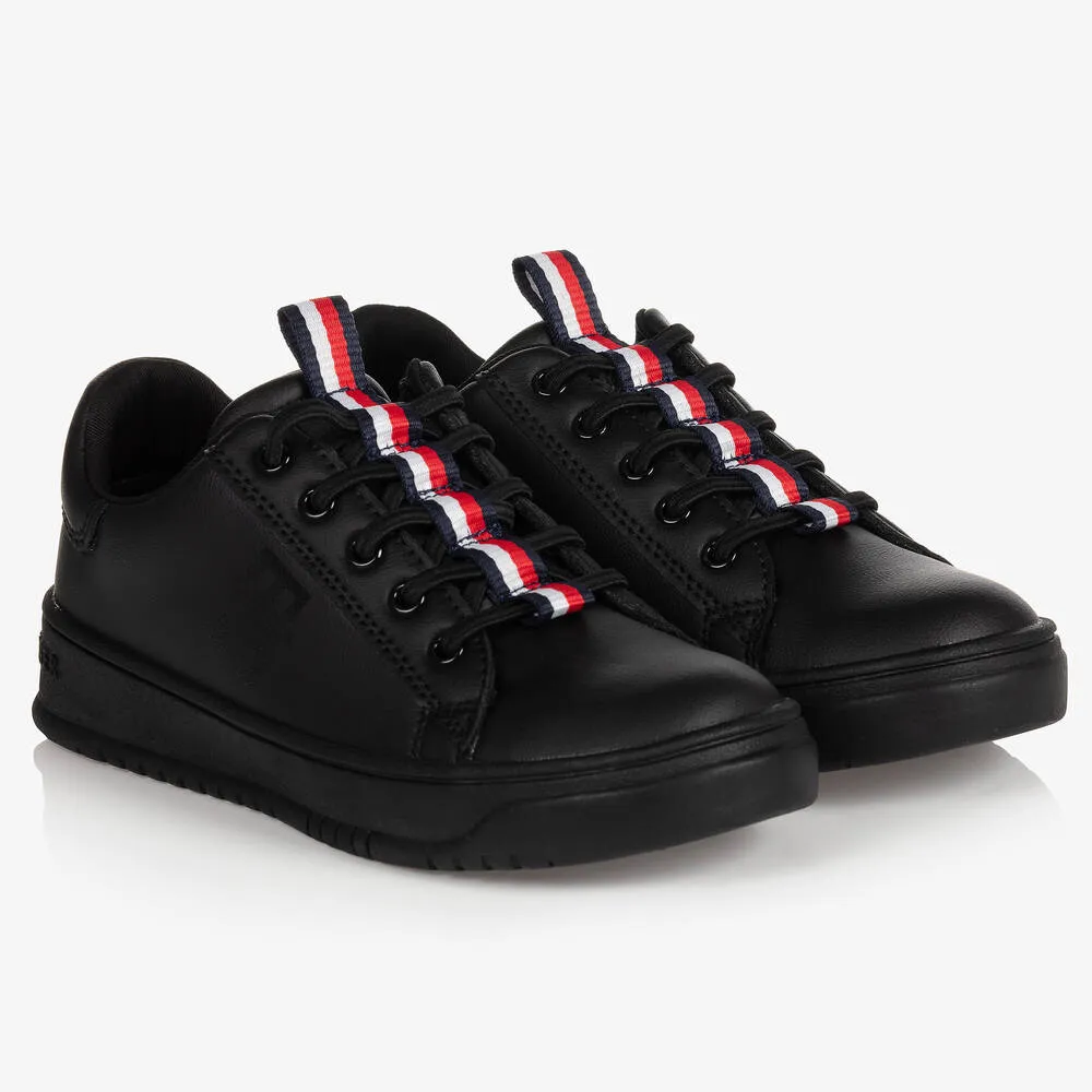 Teen Boys Black Logo Trainers