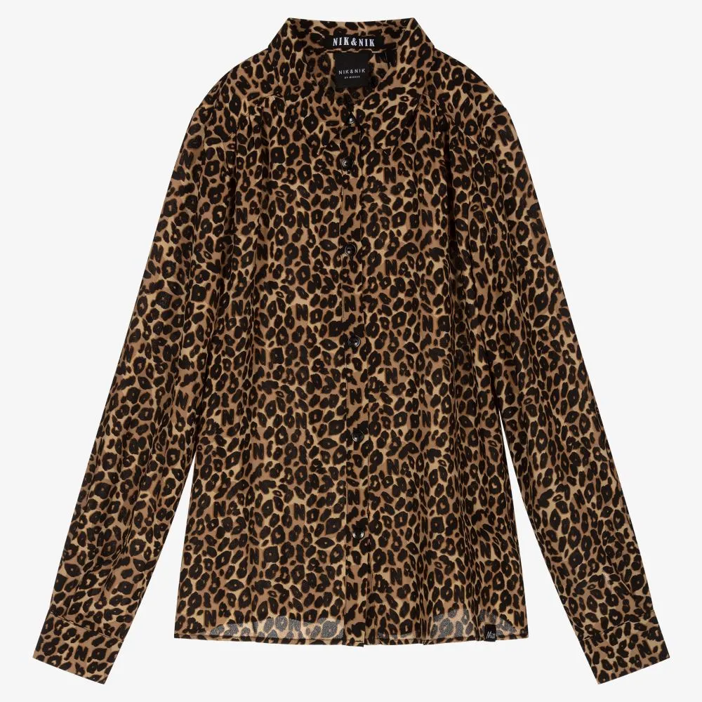 Teen Brown Leopard Blouse