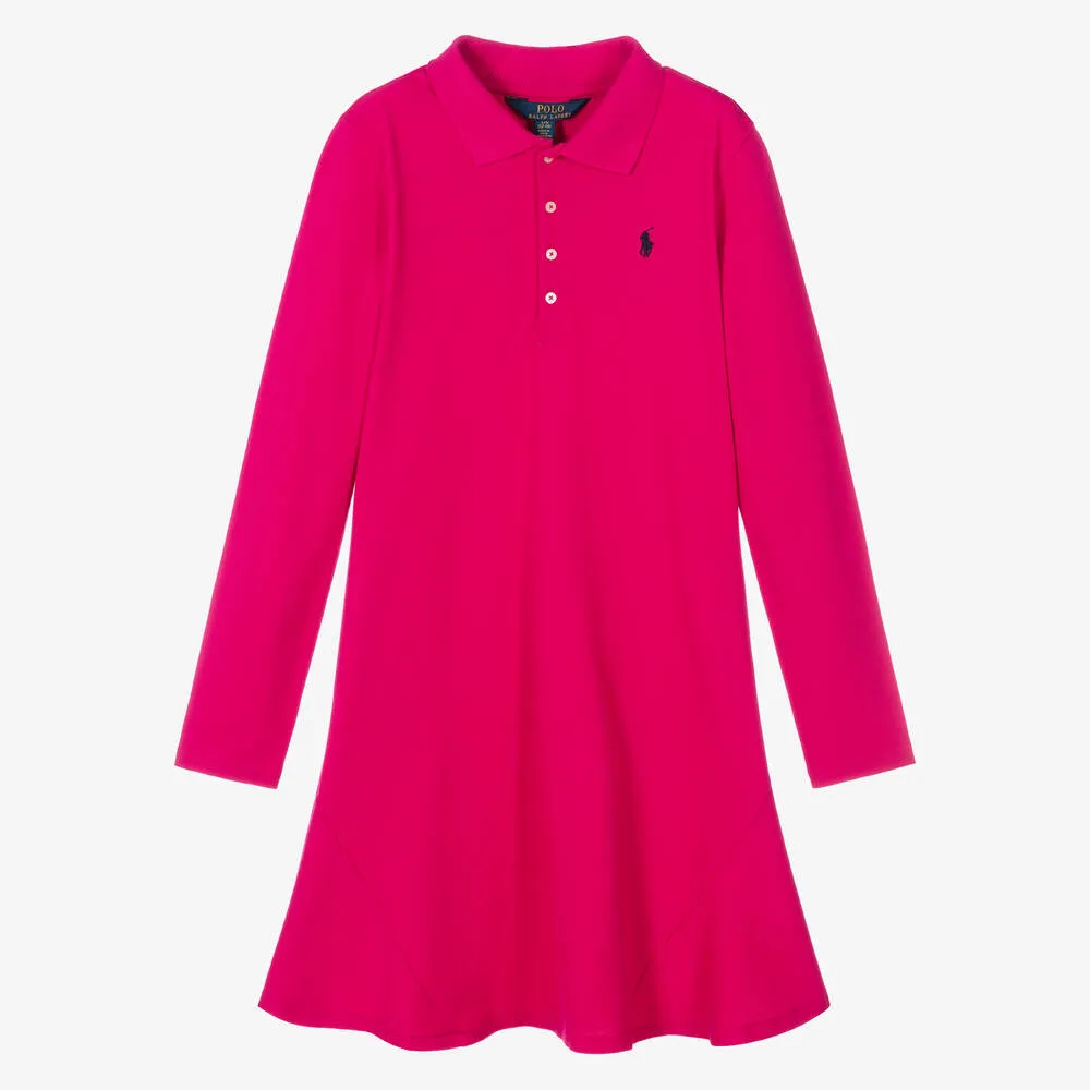 Teen Girls Pink Polo Dress