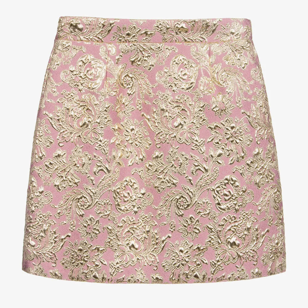 Teen Pink Brocade Skirt 
