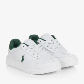 Teen White & Green Lace-Up Trainers