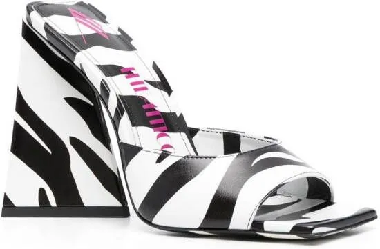 The Attico Devon zebra print 115mm mules White
