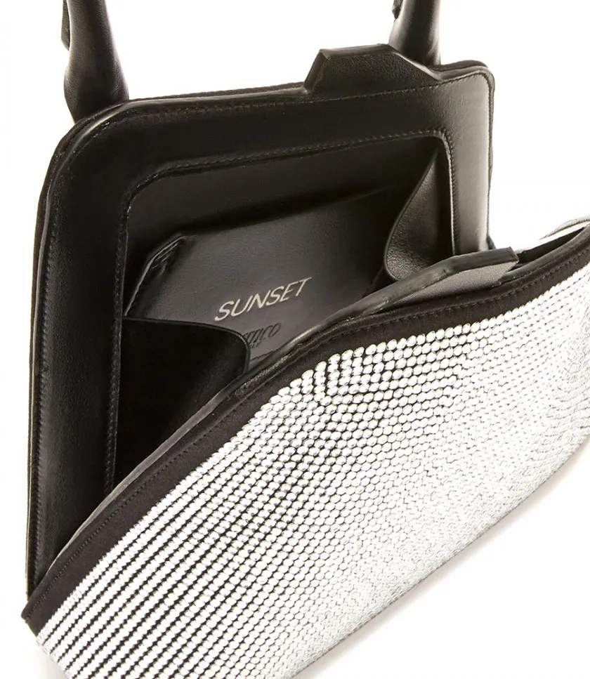 THE ATTICO''SUNSET'' CRYSTAL AND BLACK SHOULDER BAG