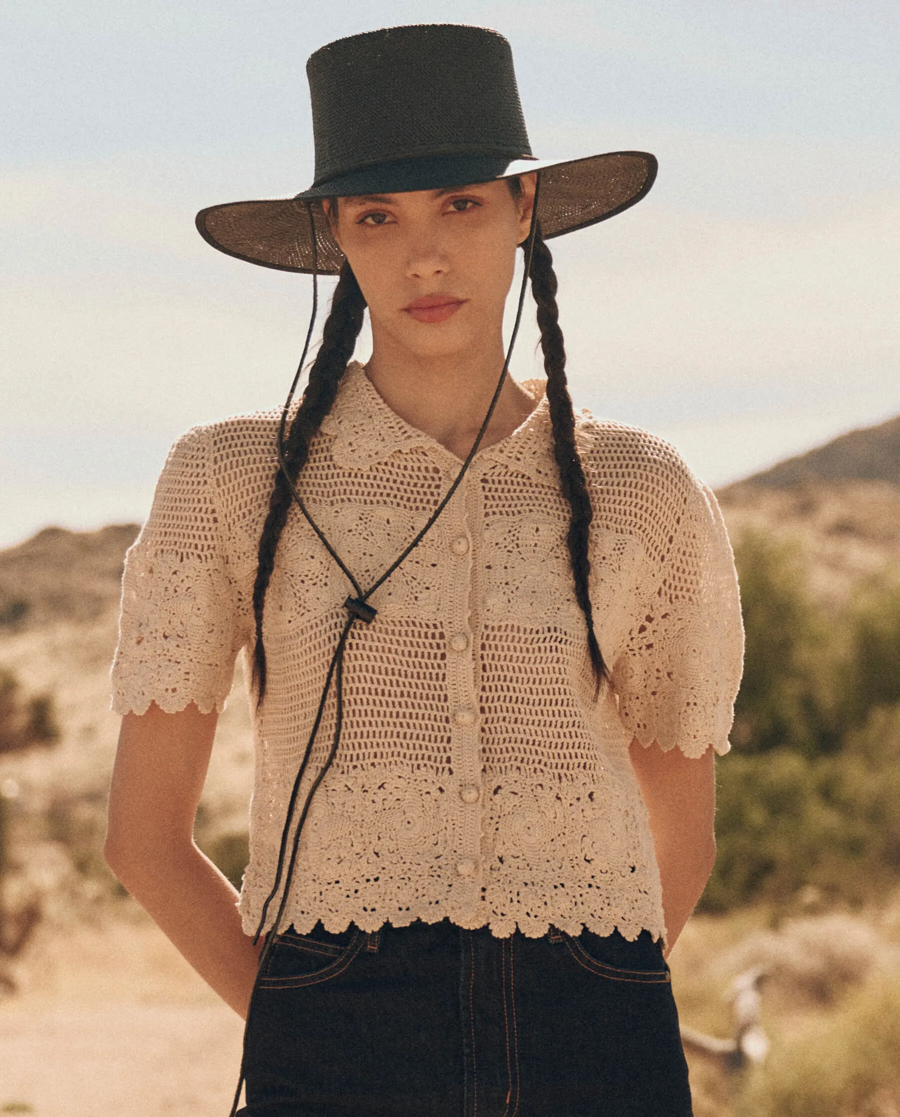 The Crochet Polo Top. -- Natural