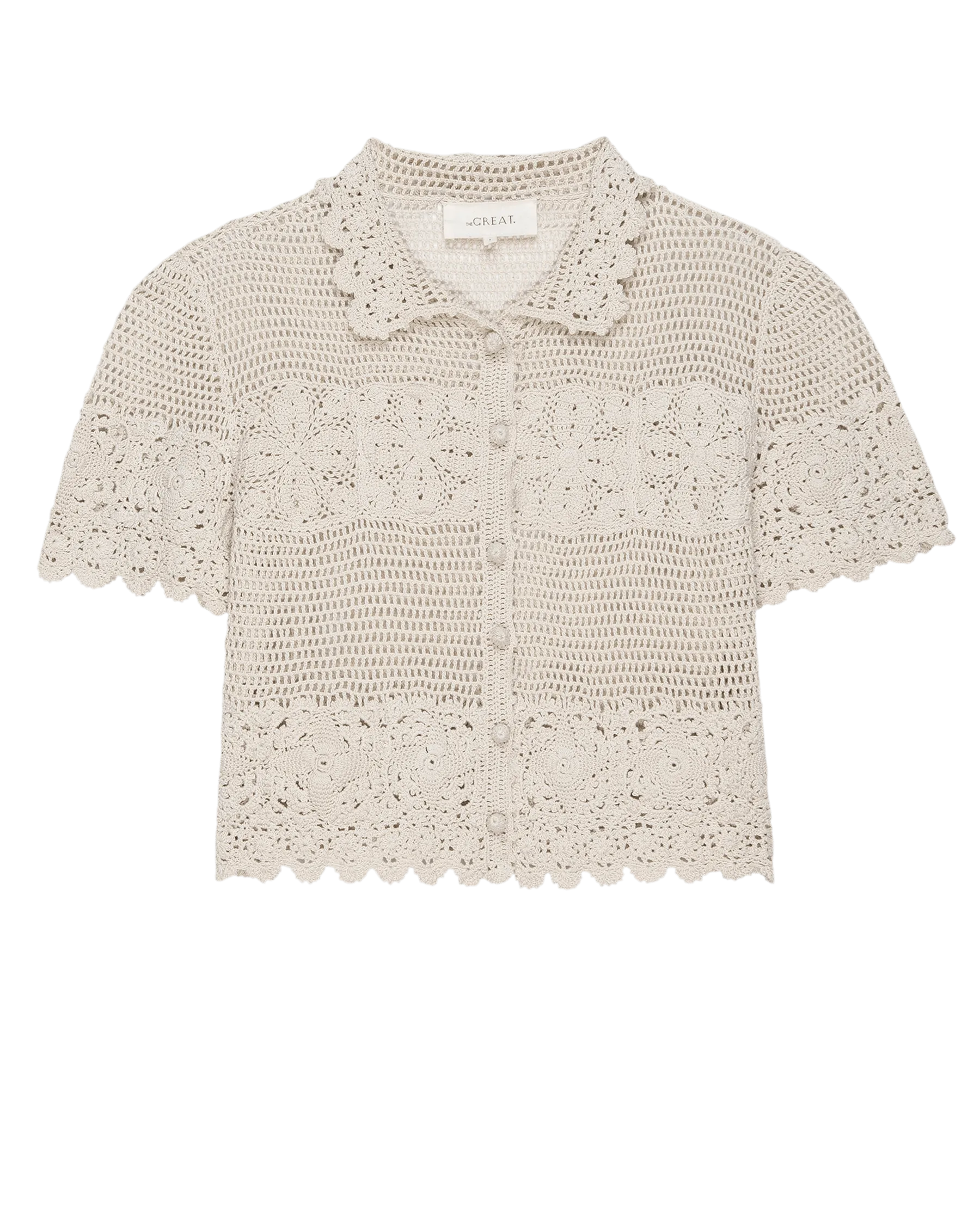 The Crochet Polo Top. -- Natural