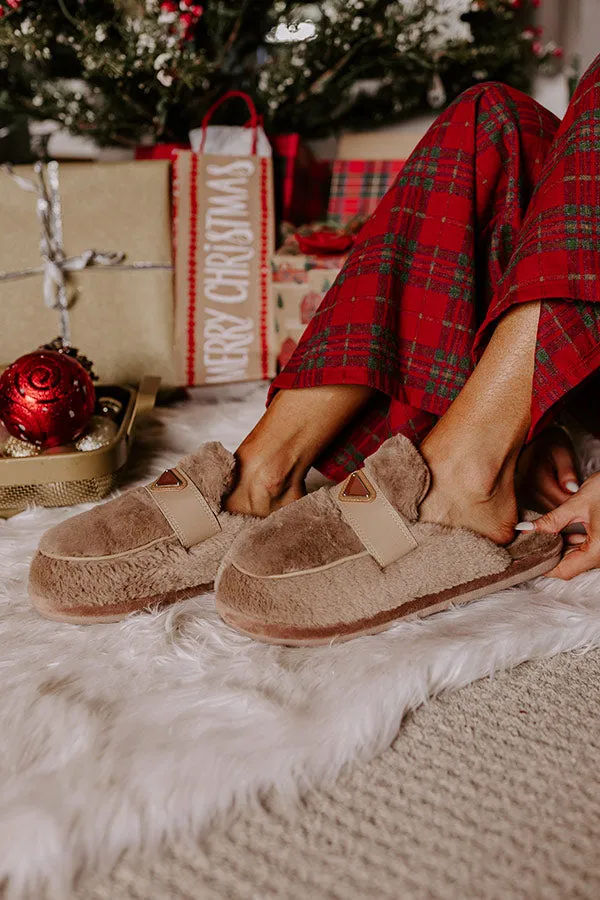 The Luna Plush Slipper in Taupe