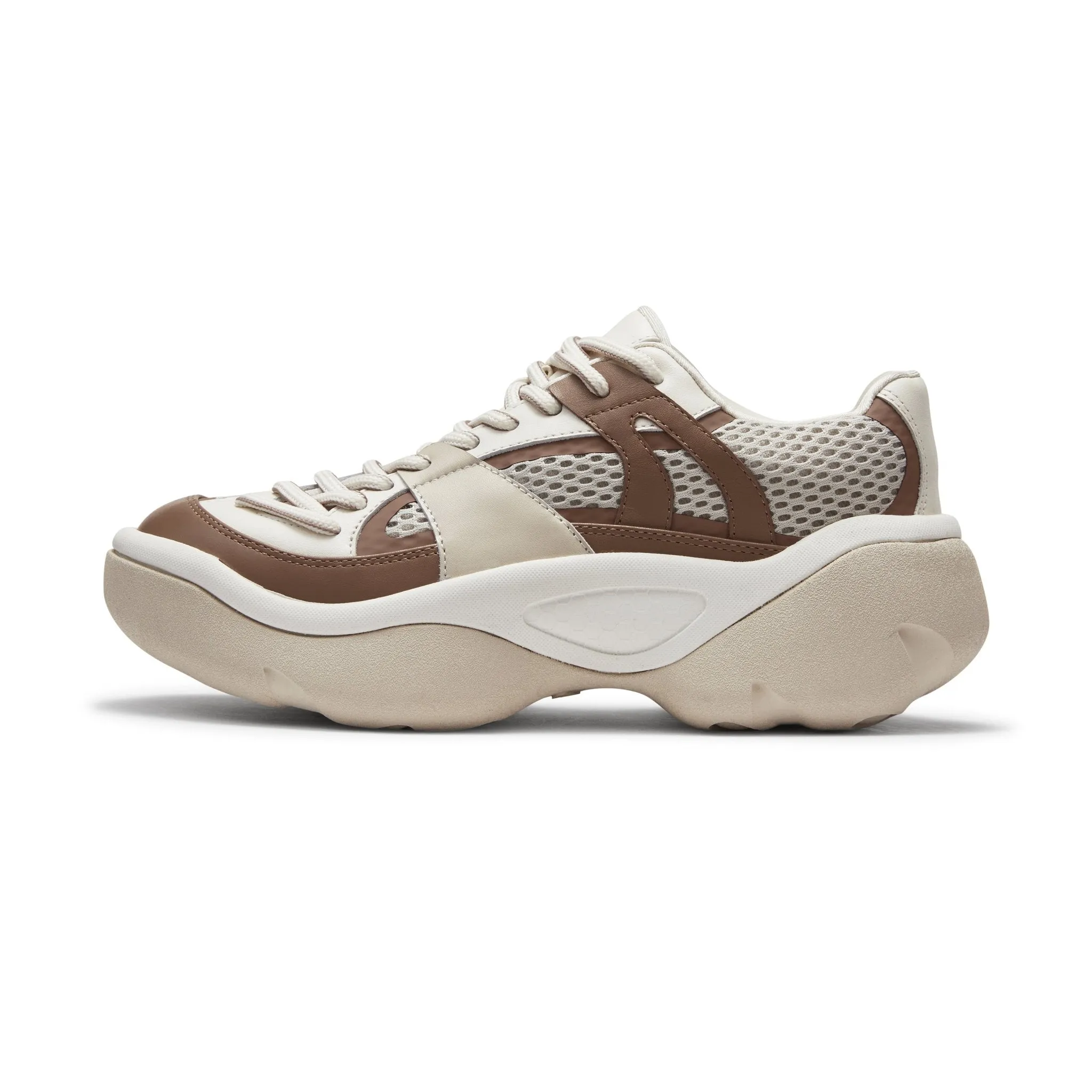 Thick Sole Stitching Sneakers in Brown-