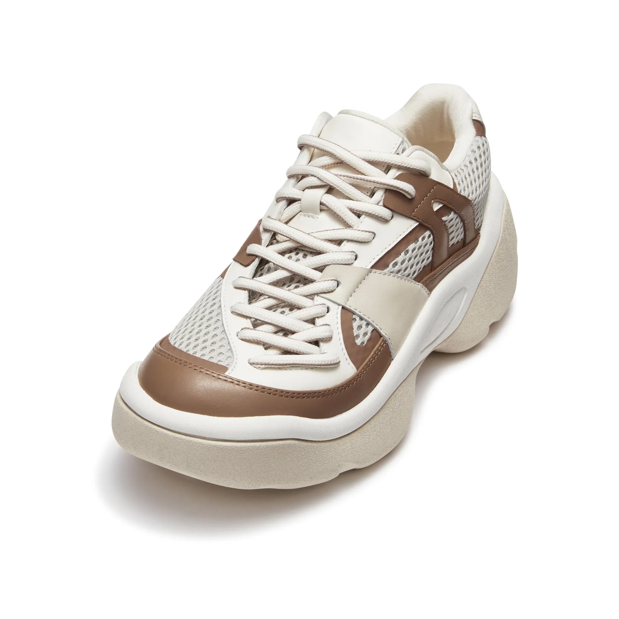 Thick Sole Stitching Sneakers in Brown-