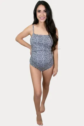 Thin Strap Leopard Maternity Swimsuit
