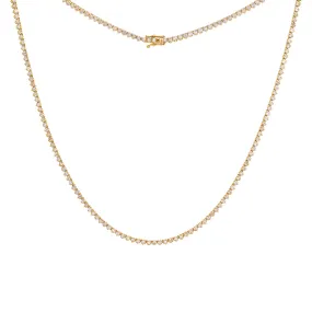 Three Prong Tennis Necklace | 3 Carat Diamond | 14K Gold
