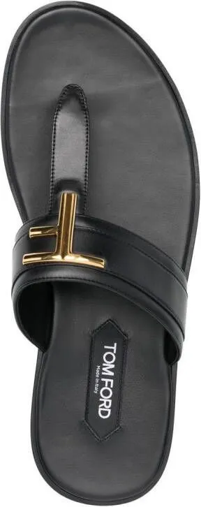 TOM FORD logo-plaque leather sandals Black