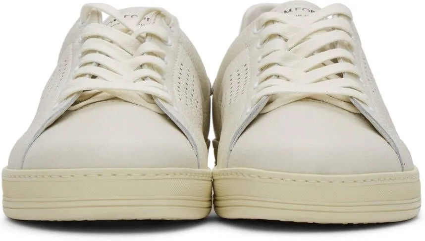 TOM FORD Off-White Grained Leather Warwick Sneakers