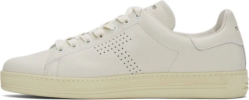 TOM FORD Off-White Grained Leather Warwick Sneakers