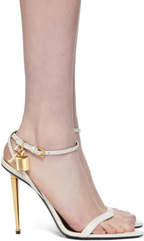 TOM FORD White Padlock 105 Heeled Sandals