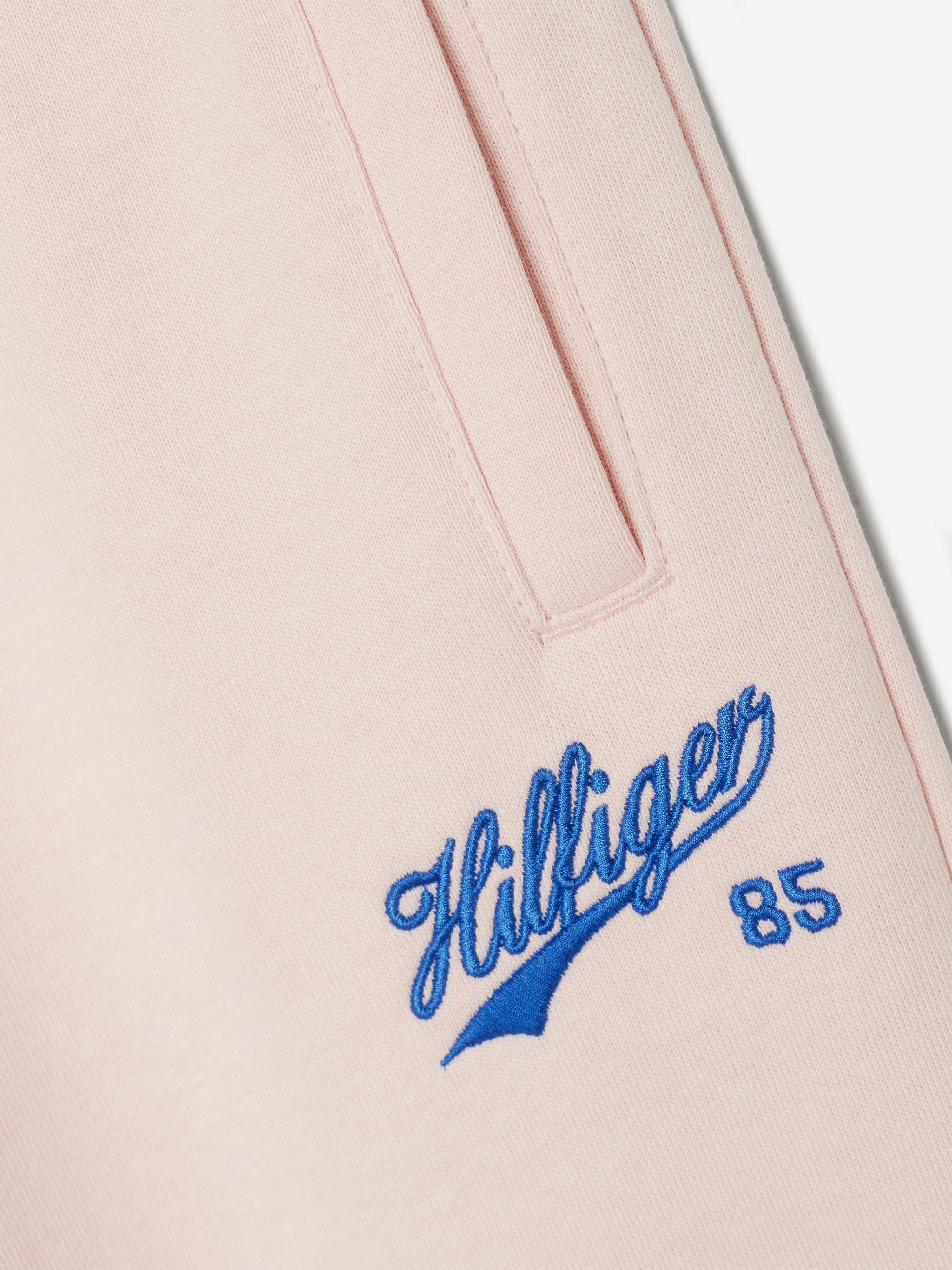 Tommy Hilfiger Girls Logo Script Wide Leg Joggers in Pink