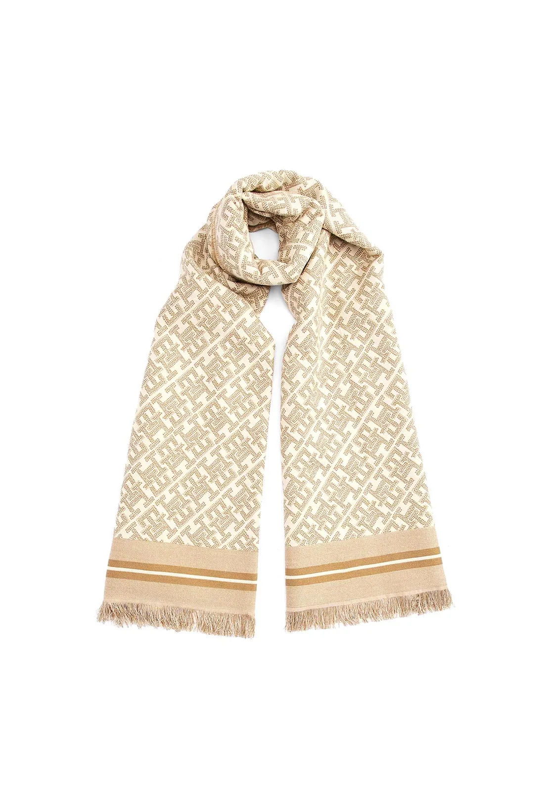 Tommy Hilfiger Jacquard Fringe Scarf, Beige