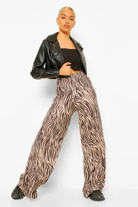 Tonal Tiger Jersey Knit Wide Leg Pants