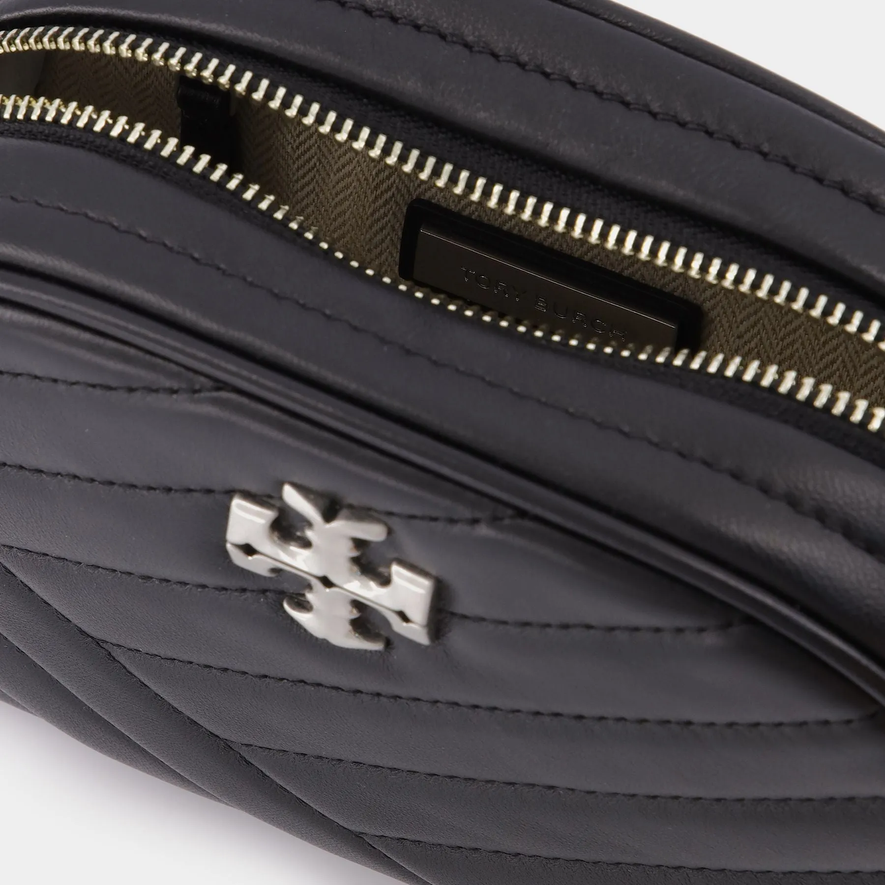Tory Burch  Kira Chevron Small Camera Bag  in metallic leather