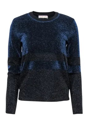 Tory Burch - Navy & Black Sparkly Metallic Crewneck Sweater Sz S