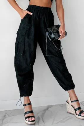 Touring Rome Eyelet Cargo Pants (Black)