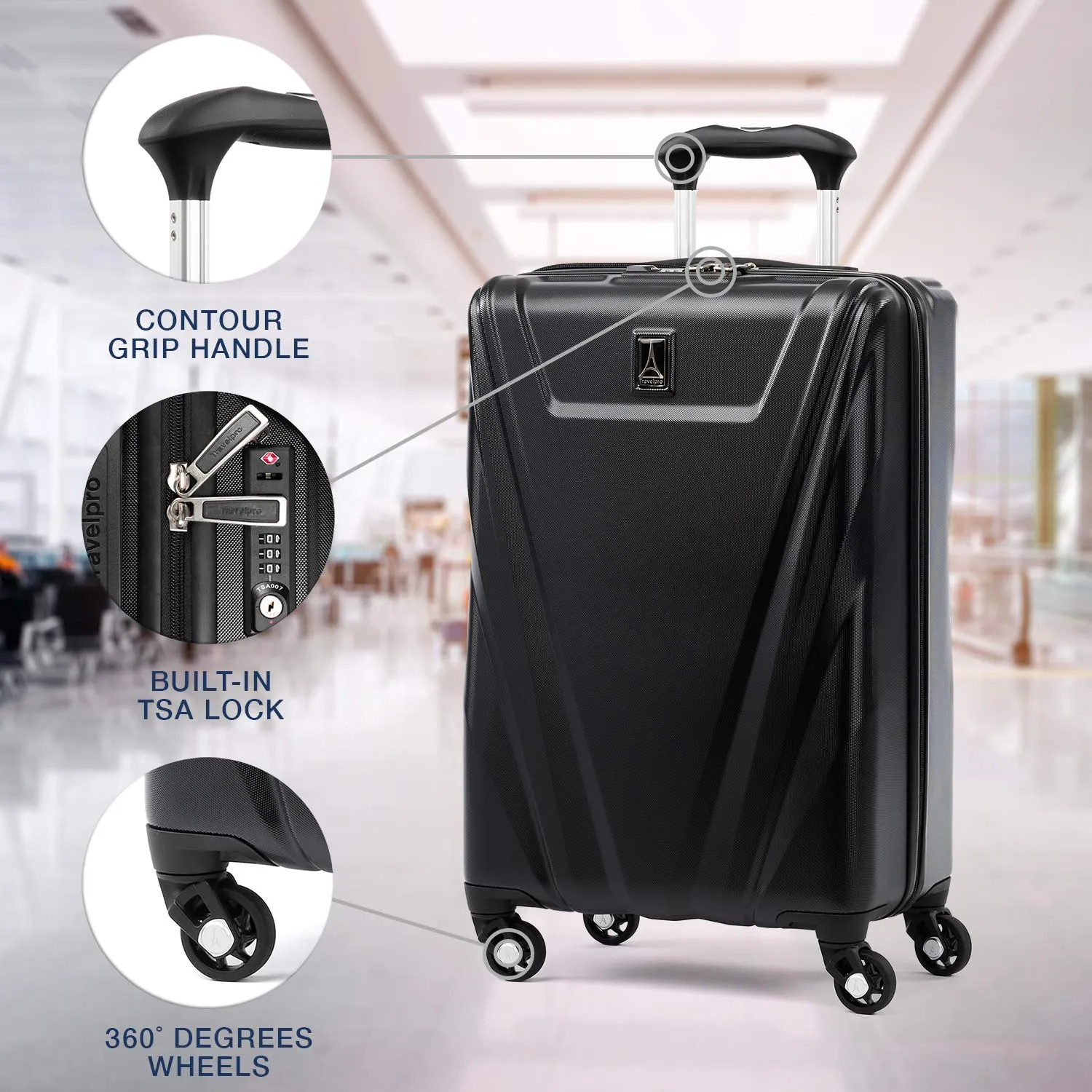 Travelpro Maxlite 5 Carry-on Spinner Hardside Luggage, Black