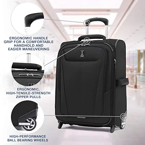 Travelpro Maxlite 5-Softside Lightweight Expandable Upright Luggage, Black, Carry-On 20-Inch