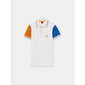 Tricolor cotton piqué polo