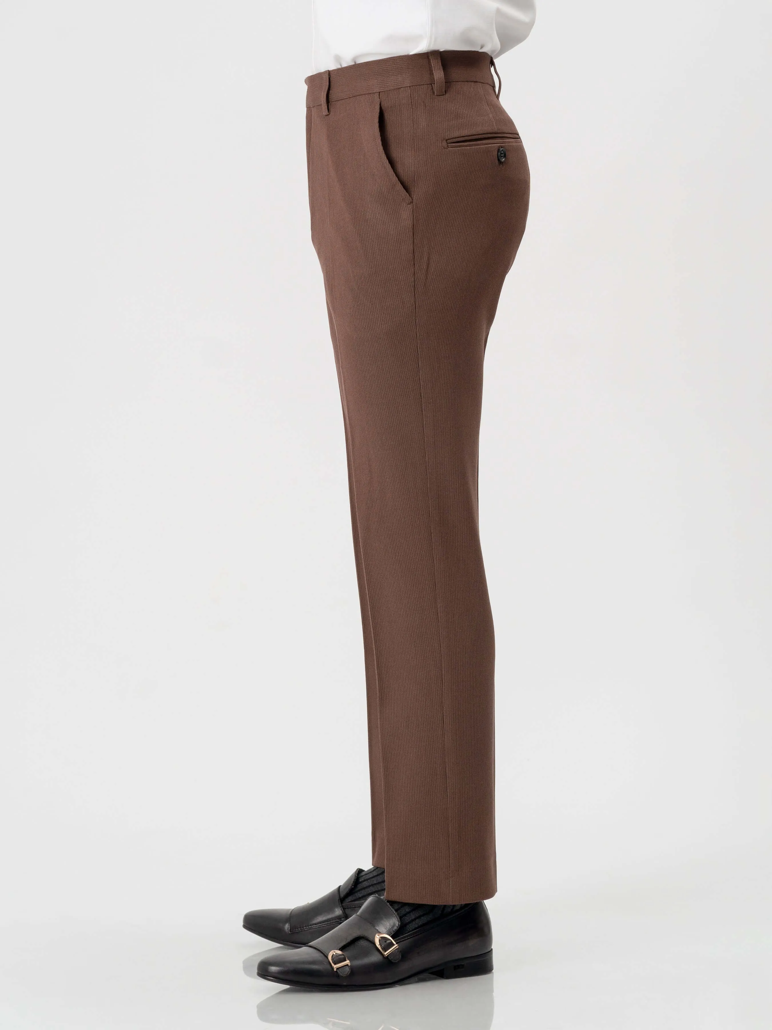 Trousers With Belt Loop - Corduroy Coffee (Stretchable)