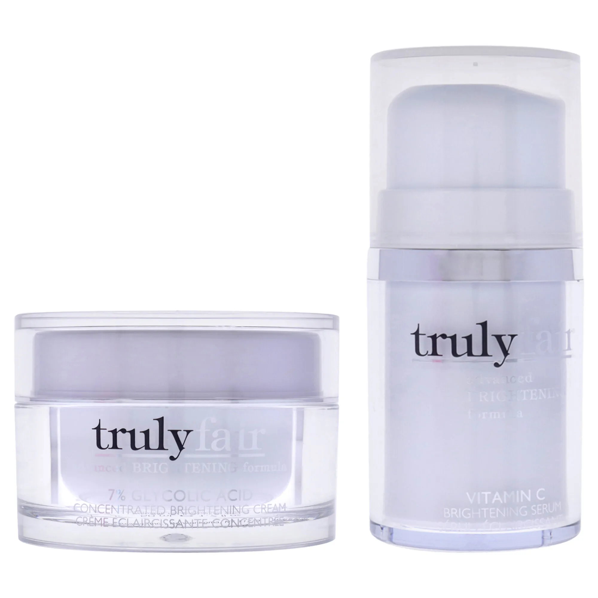 Truly Fair Kit by Truly Fair for Unisex - 2 Pc Kit 1.7oz 7 Percent Glycolic Acid Concentrated Brightening Cream, 1oz Vitamin C B