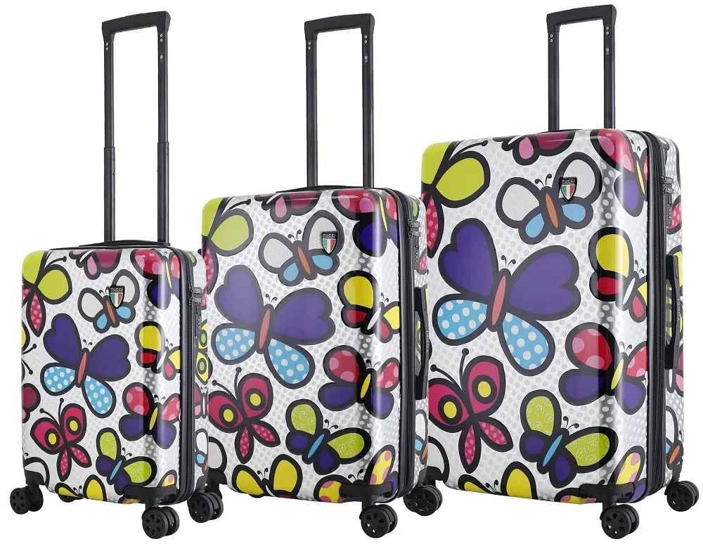 Tucci Pop Art Butterfly 3-Piece Luggage Set 