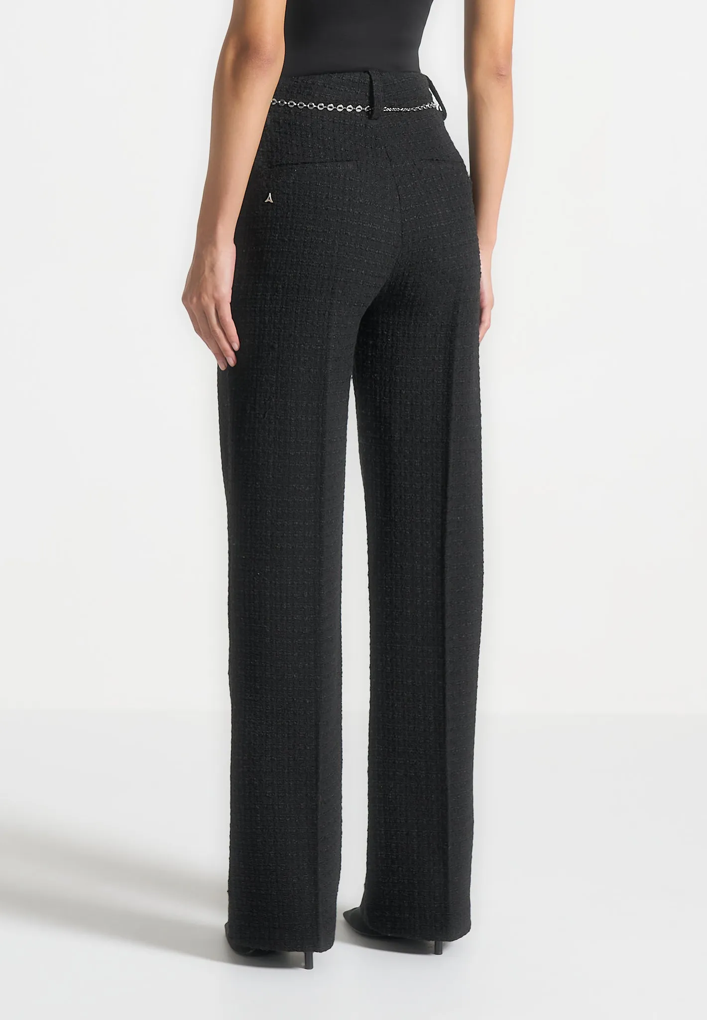 Tweed Trousers with Belt - Black