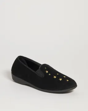 Twin Gusset Embroidered Slipper EEE Fit