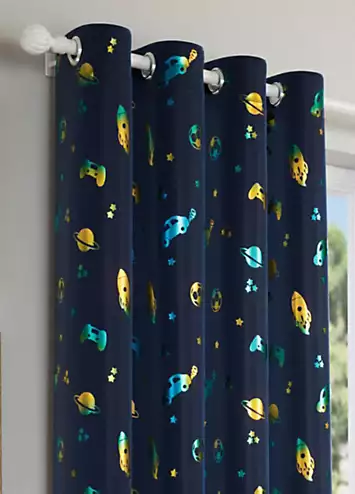 Tyrone Infinity Blockout Metallic Kids Pair of Eyelet Curtains | Kaleidoscope
