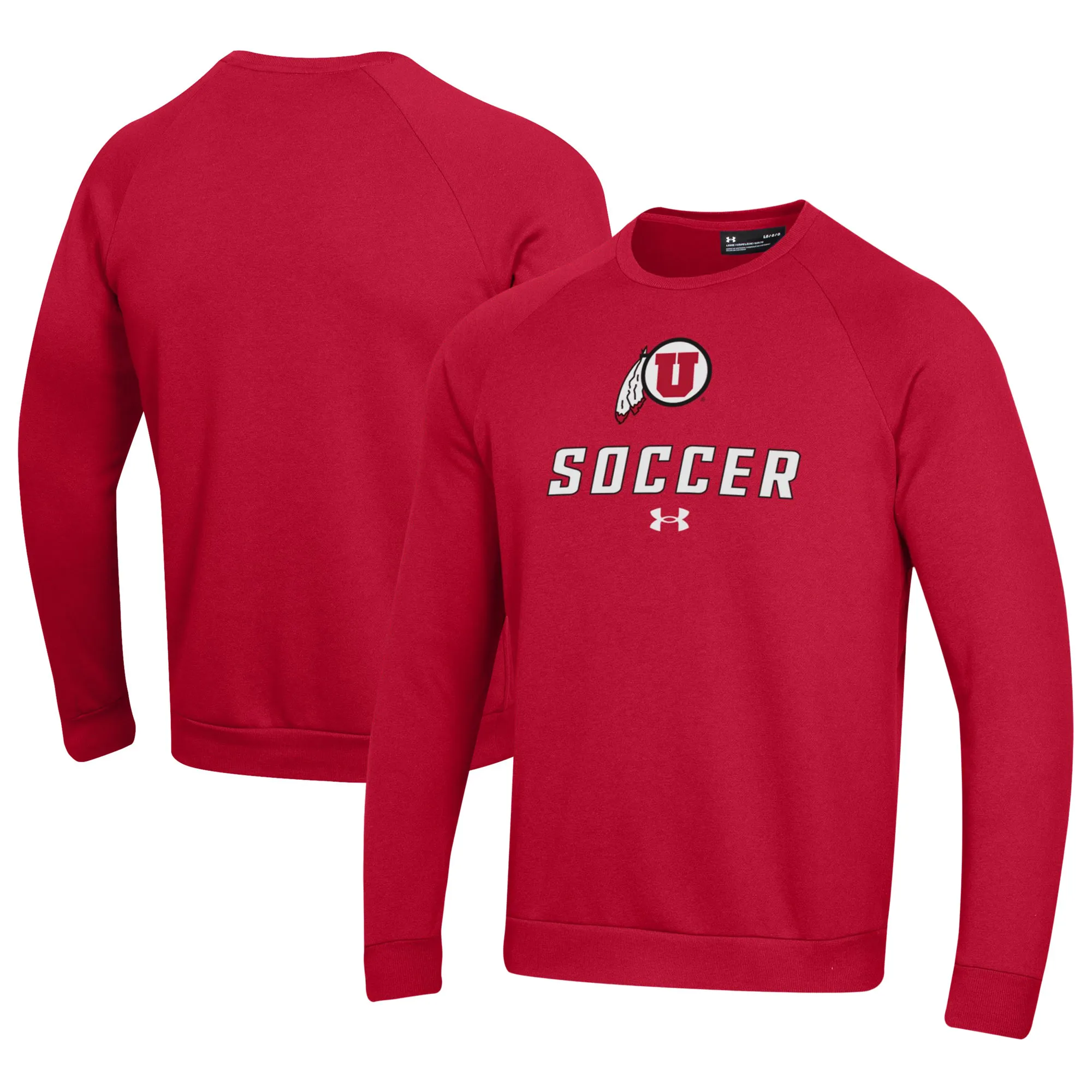 Under Armour Utah Utes Red Soccer Rival Fleece Raglan Pullover Sweatshirt