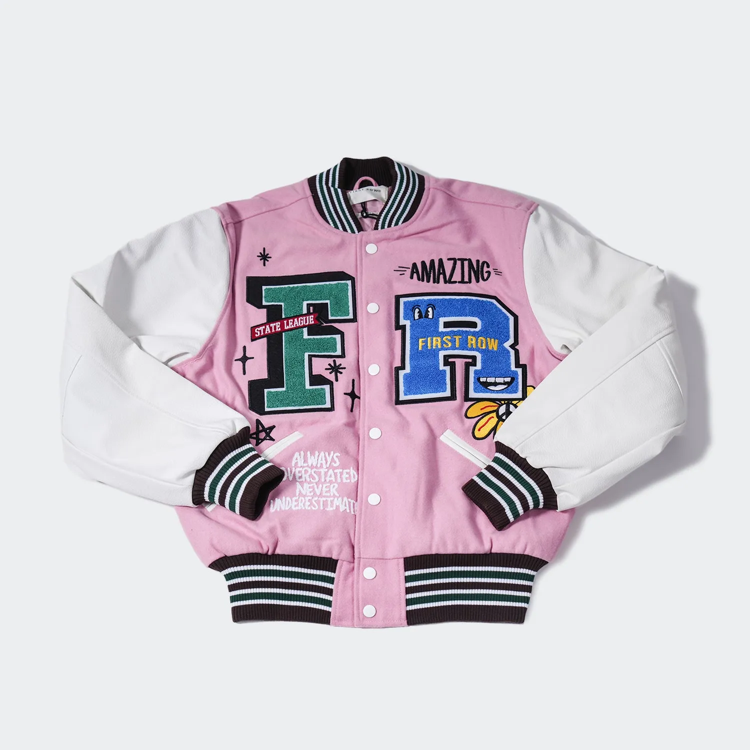 Unisex First Row State League Varsity Jacket Pink