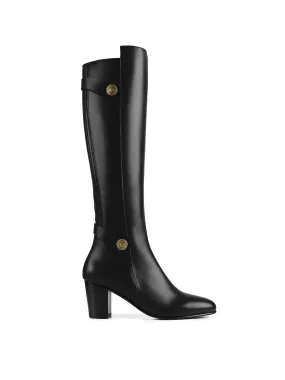 Upton black leather Heeled Knee-high Boots        - Regular Fit