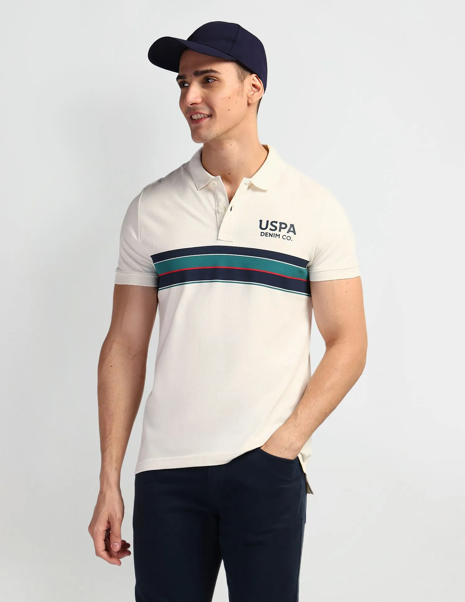 U.S. Polo Assn. Denim Co. Horizontal Stripe Muscle Fit Polo Shirt