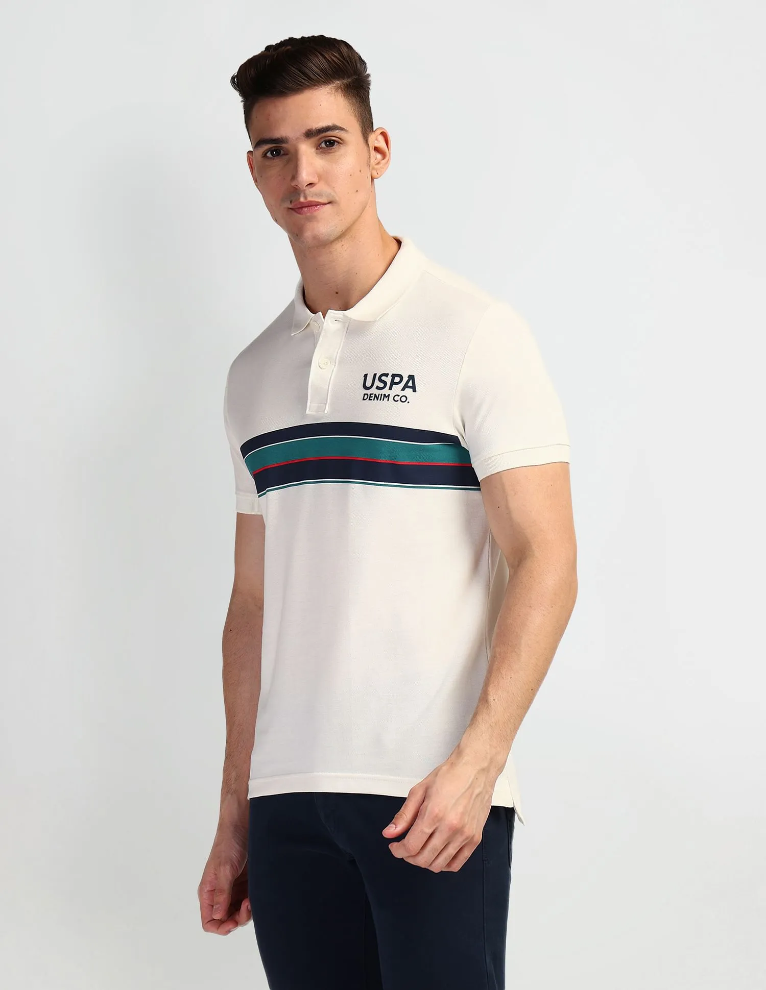 U.S. Polo Assn. Denim Co. Horizontal Stripe Muscle Fit Polo Shirt