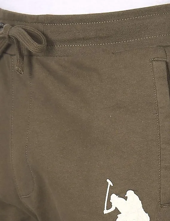 U.S. Polo Assn. Men Olive Elasticized Waist Solid Joggers