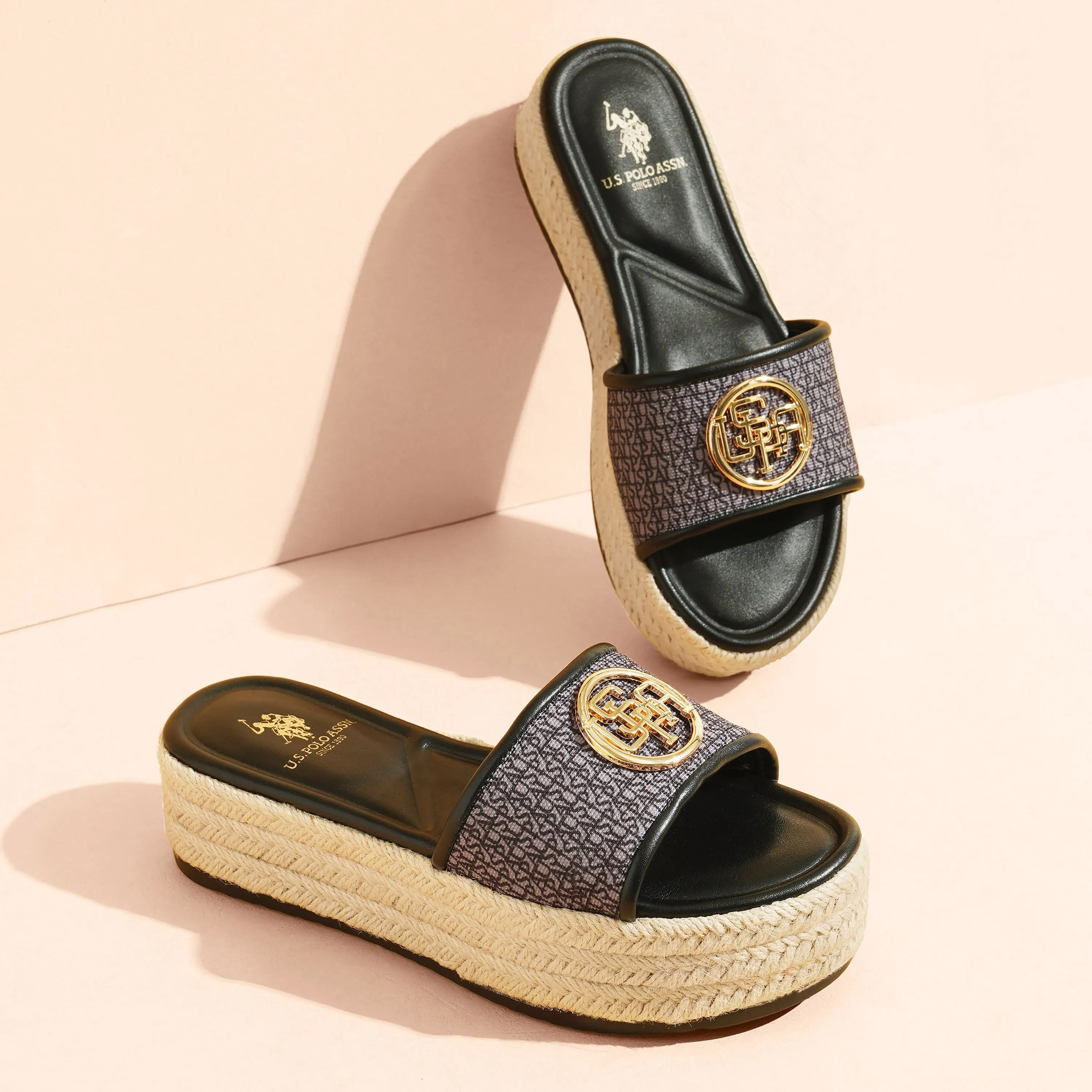 U.S. Polo Assn. Monogram Vamp Strap Cristina Sandals