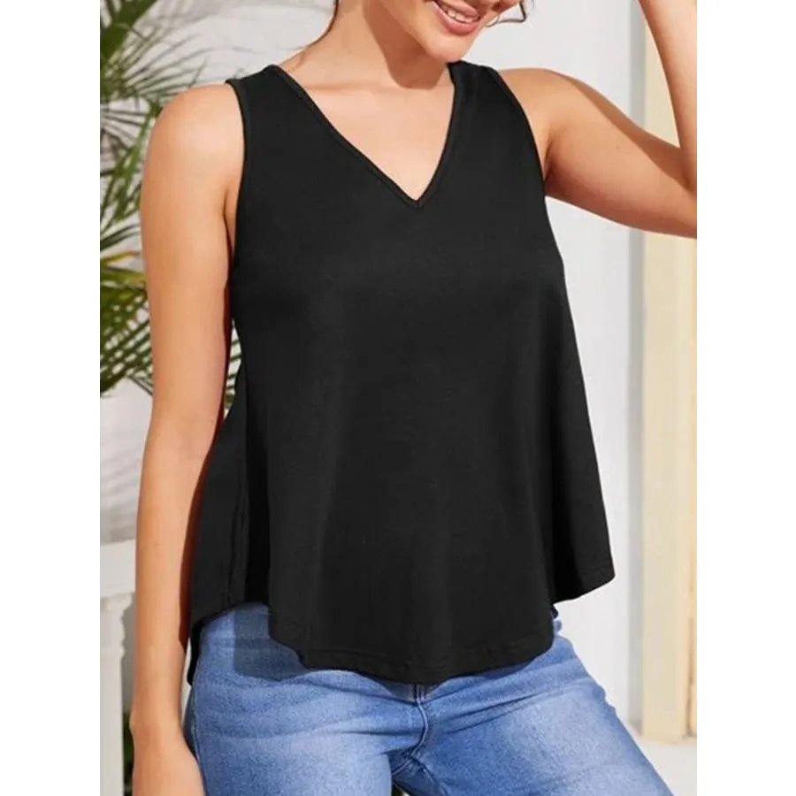 V-Neck Curved Hem Tank