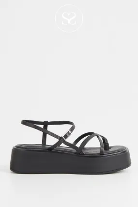 VAGABOND COURTNEY701 BLACK FLATFORM CHUNKY SANDALS